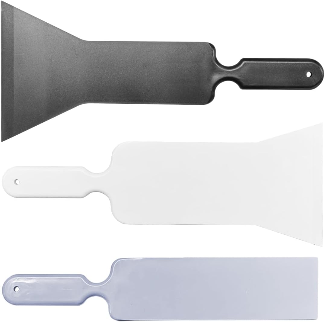 3PCS Car Bulldozer Squeegee, Long Handle Flat Glass Window Film Tint Tools, Scrubber Paddle Squeegee for Car Front Rear Windows Windshield Cleaning, Vinyl Wrap, Snow Frost Ice Removal
