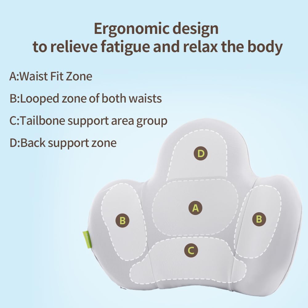 Lumbar Support Pillow for Office Chair, Gaming Chair, Car Driver Seat Back Cushion, Bed & Couch, Gifts for Friends and Parents,Ergonomic Back Support Pillow with Comfortable Memory Foam(Grey)