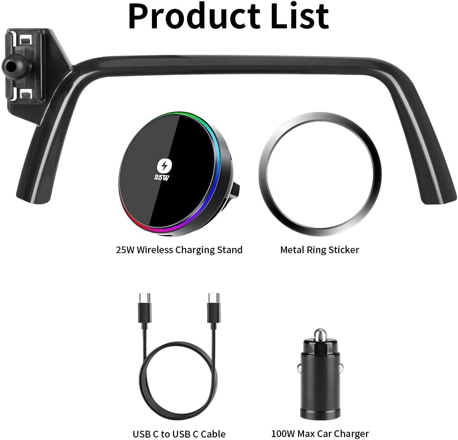 Qi2.2 Max 25W Fast Wireless Car Charger Phone Holder for Chevrolet Chevy Camaro 2016 2017 2018 2019 2020 2021 2022 2023 2024 Auto Accessories Magnetic Cell Phones Mount Compatible with MagSafe