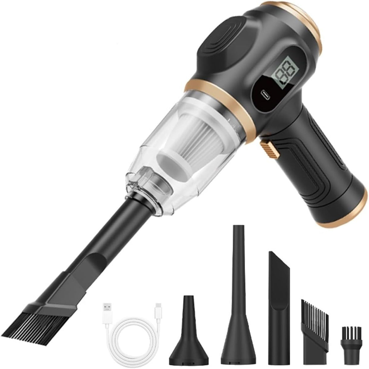 2-in-1 Car Vacuum Cleaner and Blower, High-Powered Suction for Cleaning Car Seats/mats/Trunk Dust, Portable