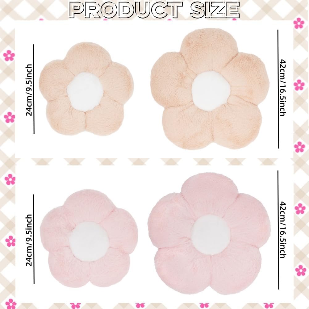 4 Pack Plush Flower Car Headrest Pillow and Lumbar Support Pillow Soft Comfortable Car Headrest Pillow Cute Car Accessories for Car Driving Cute Neck Pillows for Driving Car Decor