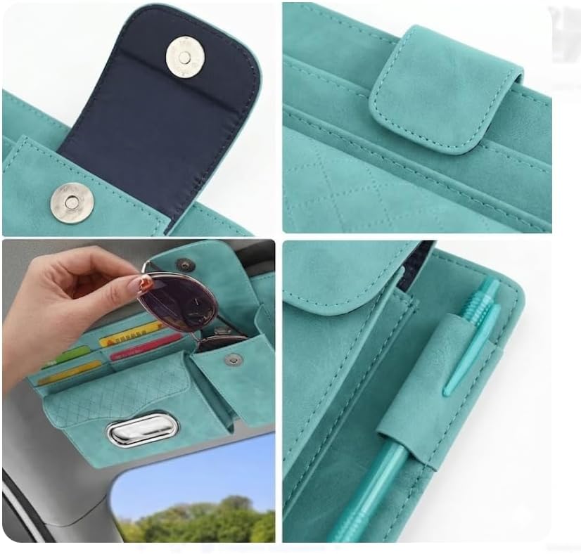 Multifunctional Car Visor Organizer (Suede leather - Blue)