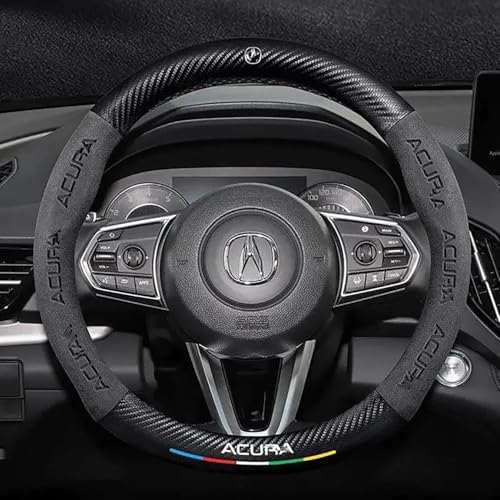 Car Steering Wheel Cover Compatible with-Acura All Models Nappa Leather&Carbon Style Car Steering Wheel Protector