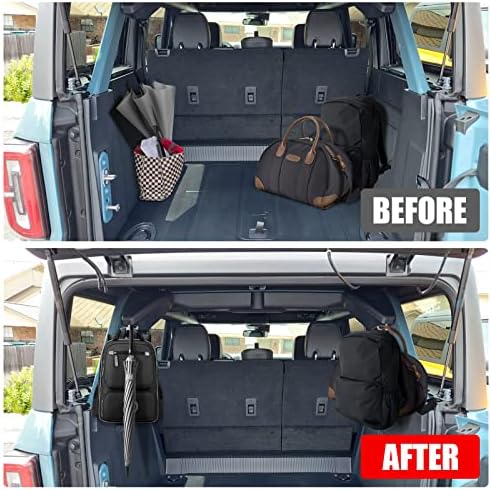 Mabett Aluminum Trunk Grocery Bag Hooks for Ford Bronco Accessories 2026 2021-2025 4-Door Black Interior Organizer (T+J-Shaped)