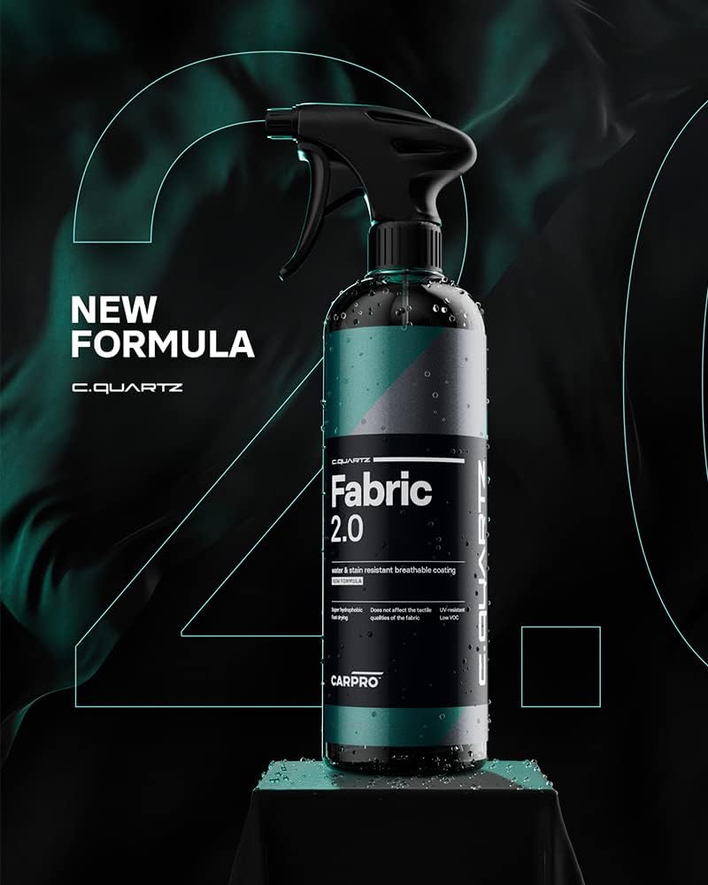 CARPRO CQUARTZ Fabric 2.0 - Upholstery Fabric Protector, Super Hydrophobic Repels Water, Stain Resistant, Resist UV Fading, Up to 12 Months, Convertible Tops, Carpets, Low VOC - 100mL (3.4oz)