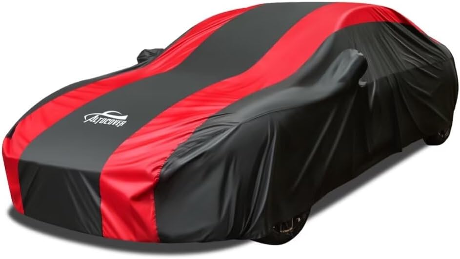 Dodge Charger Car Cover Waterproof All Weather with Red Strip Design, Custom Fit for Dodge Charger 2006–2023, Charger Accessory with Door Zipper & Windproof Straps