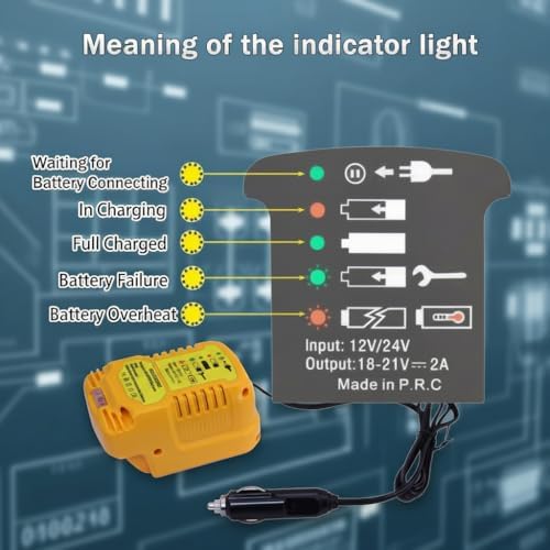 Car Battery Charger Compatible with Dewalt 20V/60V Batteries for DCB207 DCB201 DCB204 DCB203 DCB200 DCB606 DCB609 DCB612 etc