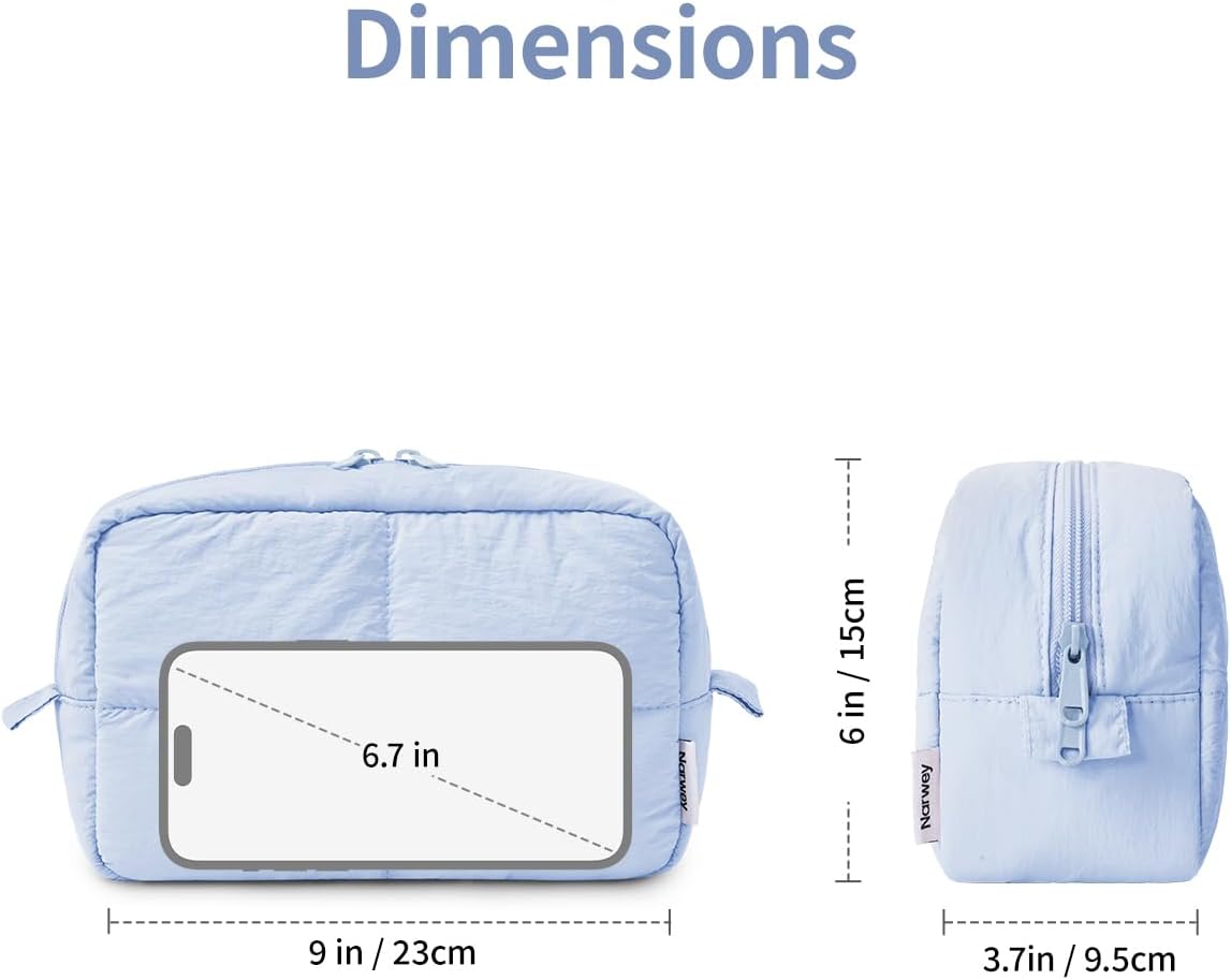 Narwey Puffy Makeup Bag Travel Toiletry Bag, Cute Cosmetic Bag for Women