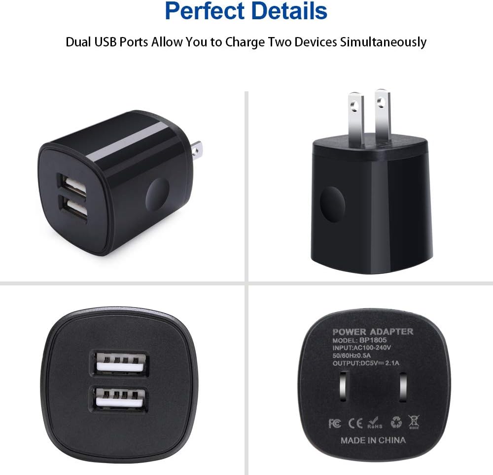 Samsung S25 Android Dual USB Car Charger, Wall Plug with Type C Charge Cable Fast Charging Cord for Samsung Galaxy A36/A56/A16 5G/S25 Ultra/S25 Plus/S24FE/S24 Ultra/S23FE/A50/A20/A15/A17/A55, 2 Pack