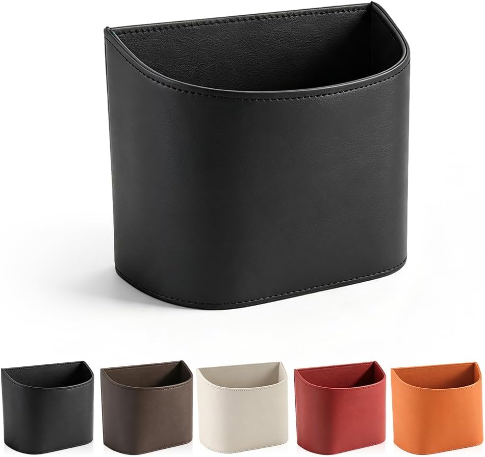 Car Door Cup Holder, Leather Clip On Drink Cup Holder for Back Seat，Black L：1