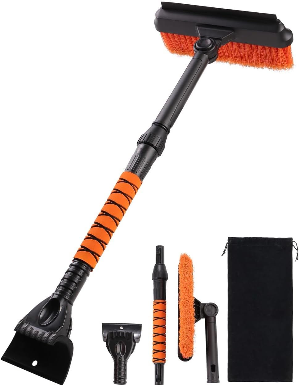 31.5" Ice Scrapers for Car Windshieldand and Extendable Snow Brush for Car with Foam Grip,360° Pivoting Brush Head for Car Truck SUV Home Winter Snow Removal