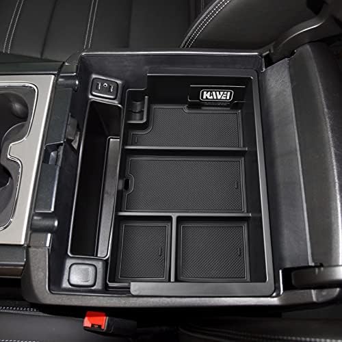 HGWEI Center Console Organizer Tray Compatible with Chevy Silverado/GMC Sierra 2014-2018 and Tahoe Suburban/Yukon 2015-2020 Accessories, Armrest Storage Coin Holder, Replaces 22817343,Black