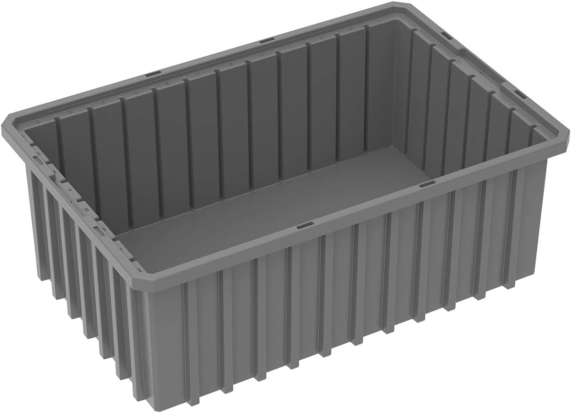 Akro-Mils 33166 Akro-Grid Plastic Slotted Dividable Modu Box Stackable Grid Storage Tote Container, (16-1/2-Inch L x 10-7/8-Inch W x 6-Inch H), (8 Pack), Blue (33166BLUE)
