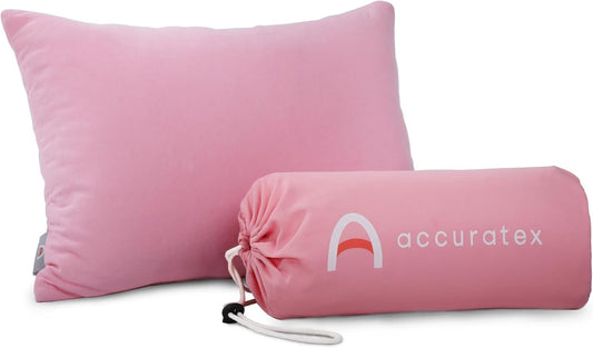 ACCURATEX Camping Pillow, Cotton Cover Compressible Travel Pillow,13x18 | Adjustable,Shredded Memory Foam Fill, Small Backpacking Accessories, Sleeping Essentials, Portable Car Airplane Pillow