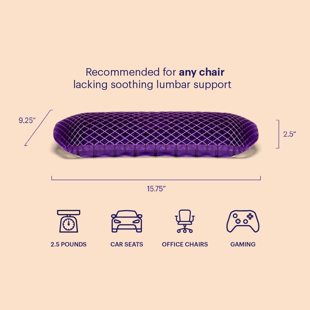 Purple Back Cushion, Lumbar Support Pillow for Office Chair, Car Seat