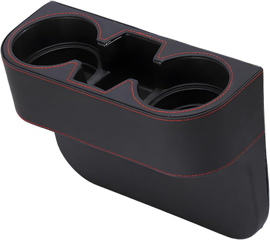 YoRise Car Cup Holder, PU Leather Automotive Cup Drink Holder, Car Seat Gap Filler Storage Box, Multifunctional Front Seat Organizer, Cell Mobile Phone Holder, Coin Bucket (Black)