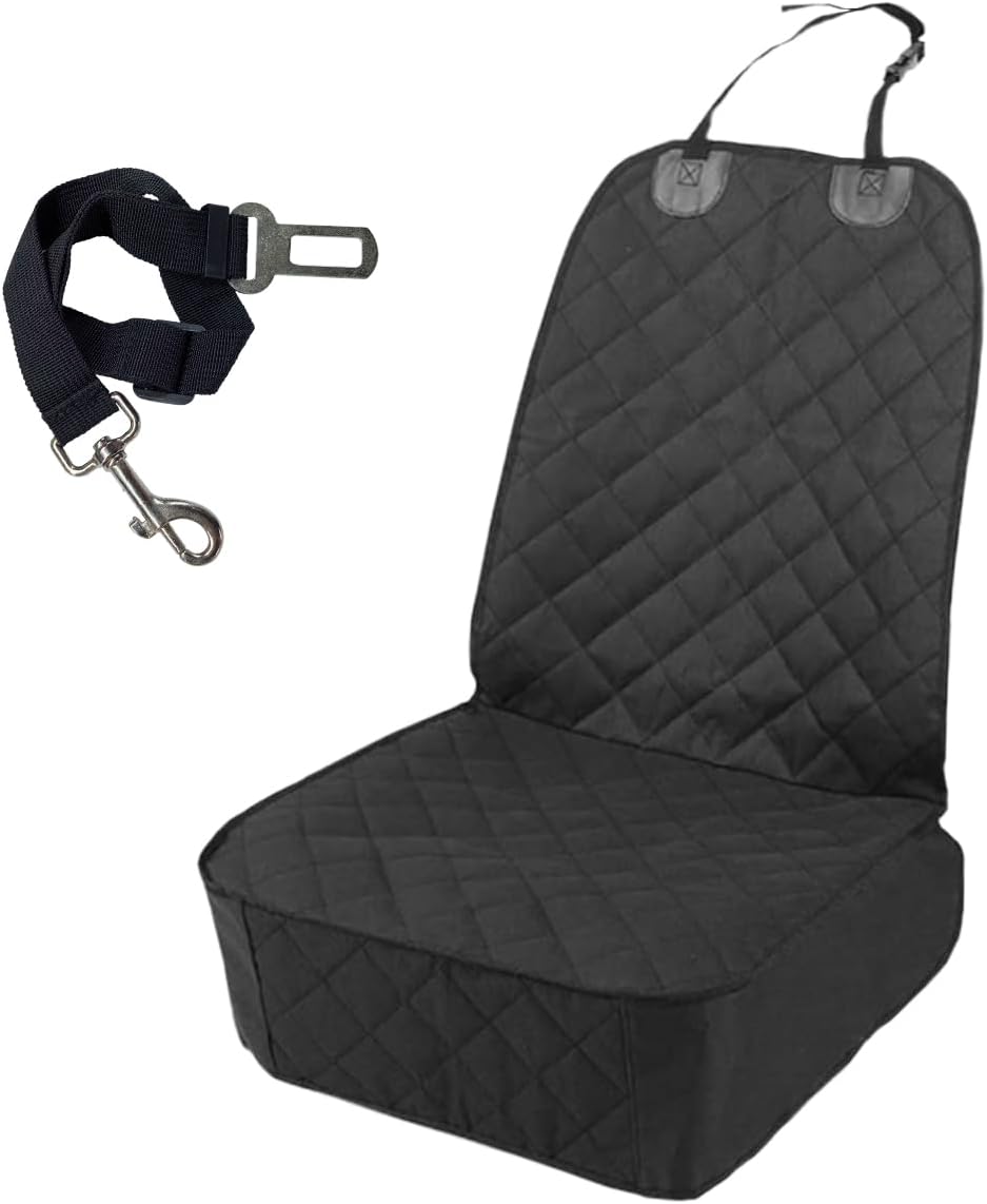 ZIMISI Dog Car Seat Cover, Waterproof & Scratch Proof Car Seat Protector with Side Flaps, Nonslip Front Car Seat Covers with Safety Belt, Universal Dog Mat for Cars, SUVs, Trucks (Coffee)