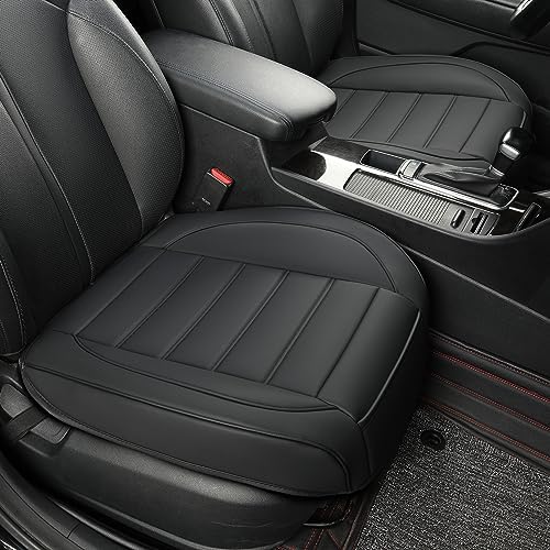 2 Pack Leather Front Car Seat Covers,Bottom Seat Covers for Cars,Driver Car Seat Cover,Luxury Seat Protectors,Waterproof,Full Wrap,for Most Vehicles,Sedan,Truck,SUV(Black)