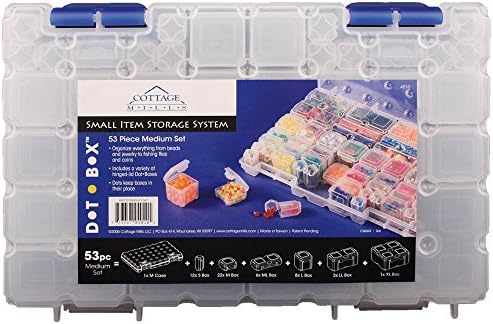 Cottage Mills DotBox Medium Set 53 pcs from 52 Storage Boxes in a Carrying Case. It’s the Ultimate Small Item Storage System. Perfect for Bead, Jewelry, Craft and Small Part Storage.