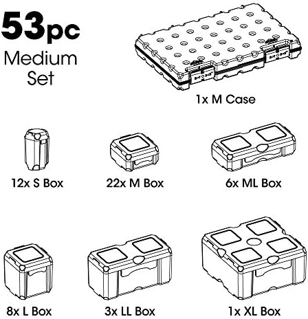 Cottage Mills DotBox Medium Set 53 pcs from 52 Storage Boxes in a Carrying Case. It’s the Ultimate Small Item Storage System. Perfect for Bead, Jewelry, Craft and Small Part Storage.