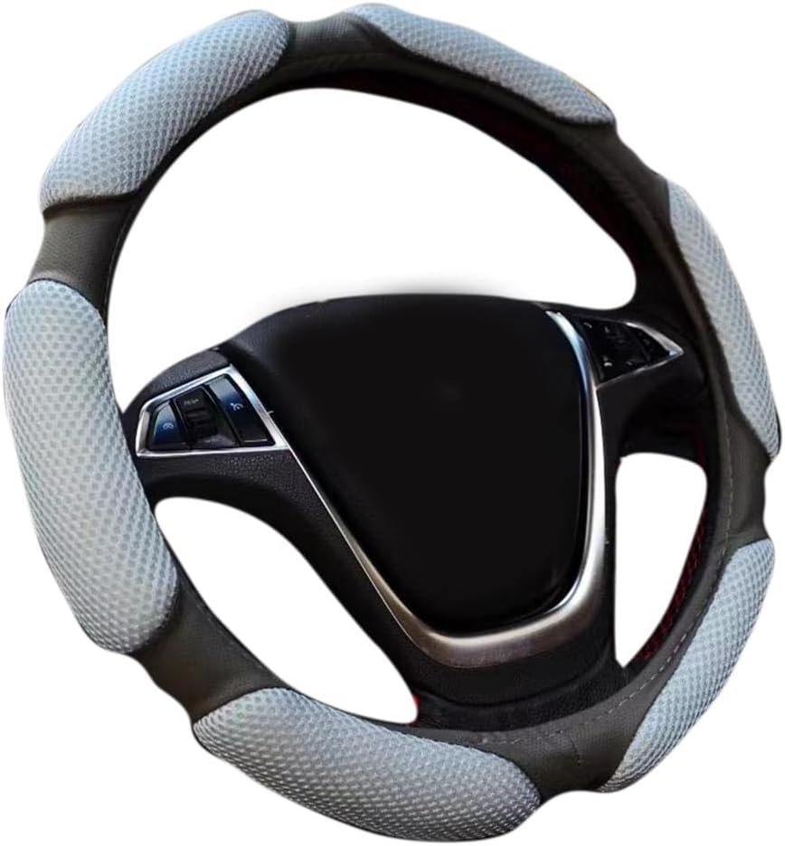 Steering Wheel Cover -Odorless, Cooler Hands in Summer, Warmer Hands in Winter (Black)