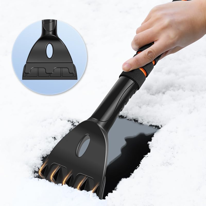 2-in-1 Extendable Car Snow Brush and Ice Scraper with Ergonomic Grip – 65" Detachable Winter Snow Removal Tool for Windshield, Windows, and Vehicles