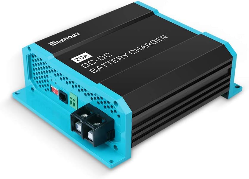 Renogy 12V 20A DC to DC Battery Charger with Multi-Stage Charging and Bluetooth Compatibility for Flooded, Gel, AGM, and Lithium Batteries in RVs, Commercial Vehicles, Boats, and Yachts
