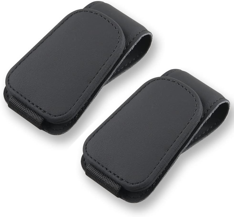 2Pcs Sunglass Holder for Car, Magnetic Leather Eyeglass Hanger Clip for Car Sun Visor, Sunglasses Holder and Ticket Card Clip for Car Visor Accessories