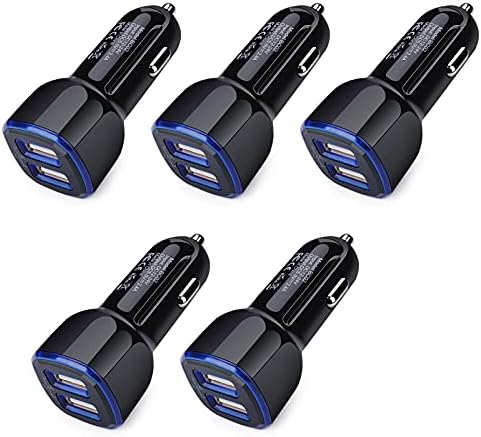 Car Charger iPhone,5Pack 2.4A 12V USB Adapter Car Cigarette Lighter Charger