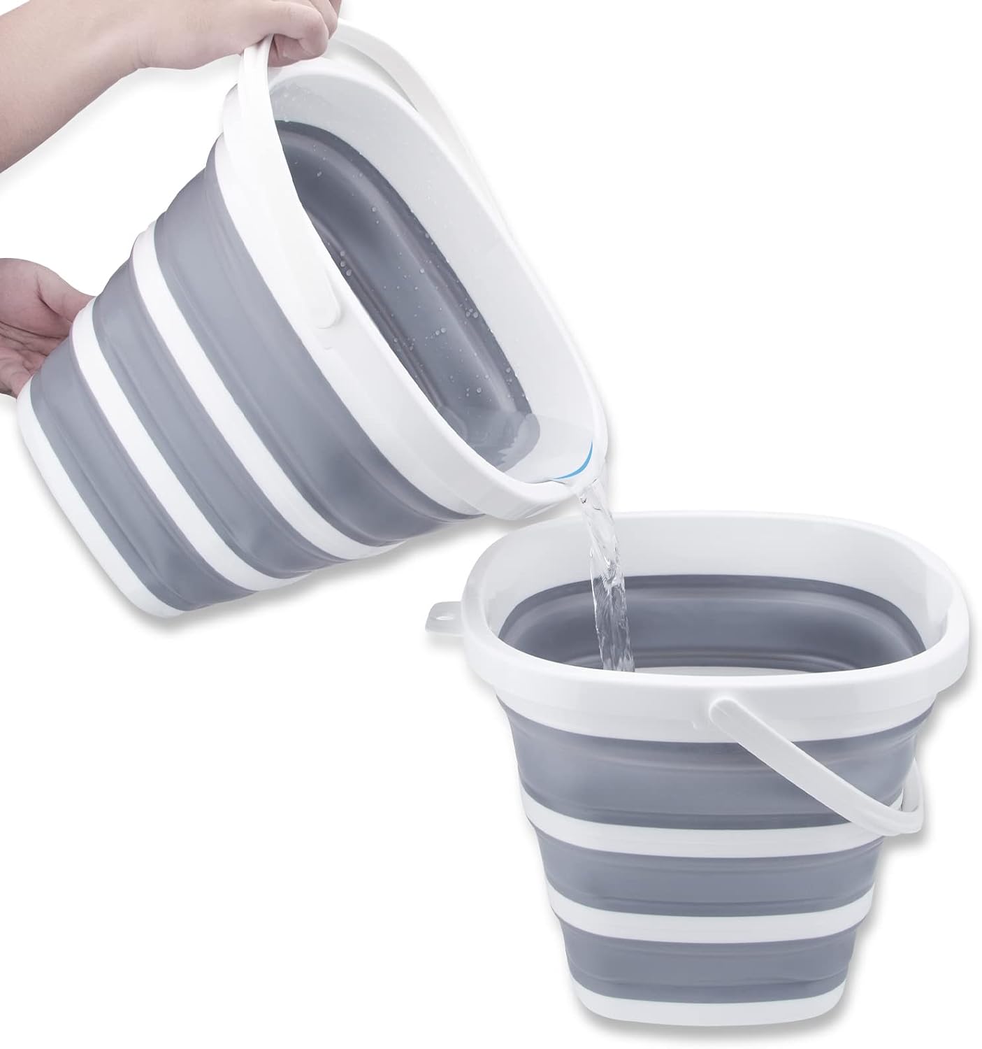 2 Pack Collapsible Buckets 10L 2.6 Gallon Cleaning Bucket Mop Bucket Folding Foldable Portable Small Plastic Water Supplies for Outdoor Garden Camping Fishing Car Wash Space Saving Square