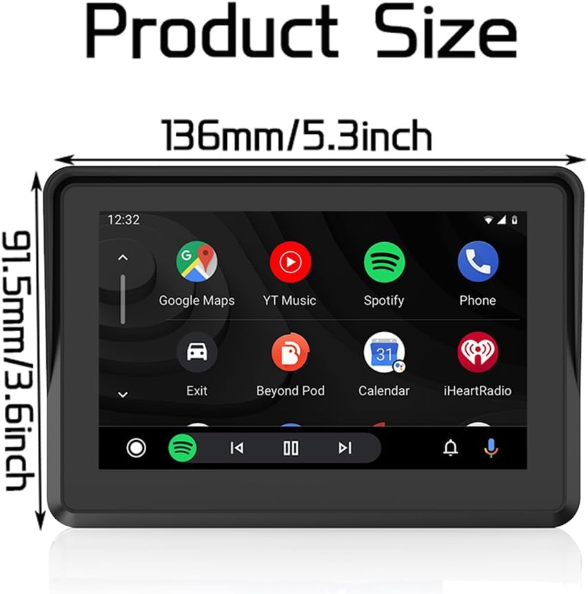 12V-24V 5-inch Waterproof Motorcycle GPS Navigation System with Wireless CarPlay/Android Auto/HiCar Wi-Fi Bluetooth FM Linux Operating System