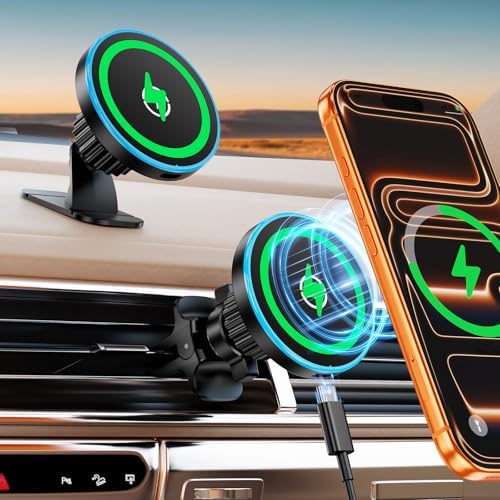 Magsafe Car Mount Charger, Strong Magnetic 15W Wireless Car Phone Charger