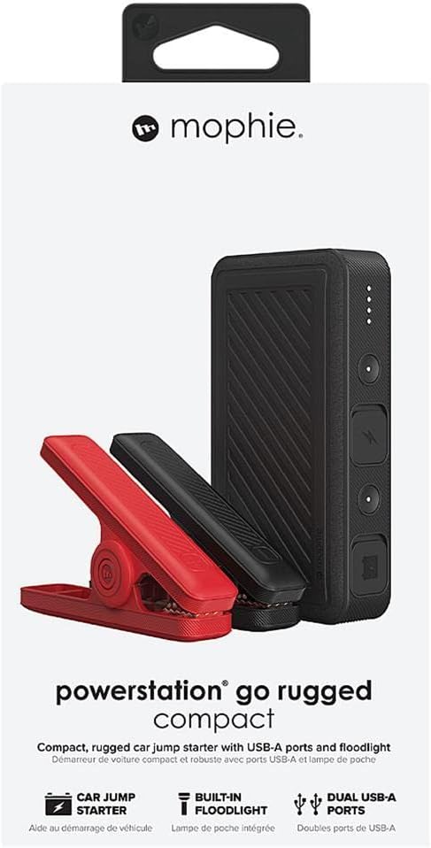 Mophie Powerstation Go Rugged Compact Car Jump Starter with Floodlight - Black