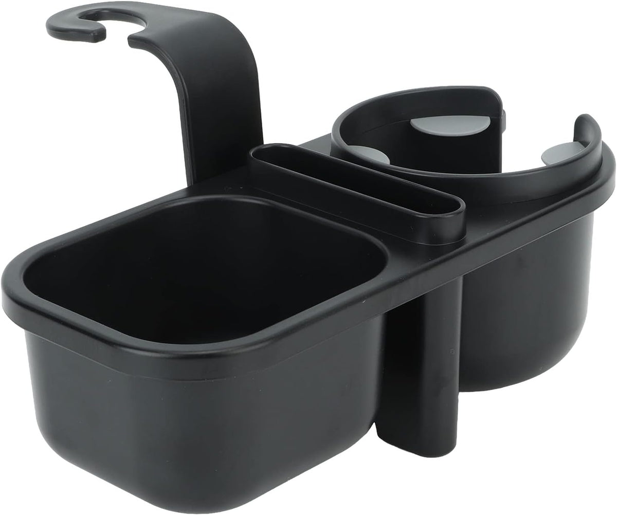 3 in 1 Car Back Seat Cup Organizer Headrest Backseat Holder Tray with Non Slip Cup Holder Snack Box Phone Stand for Kids Traveling Black ABS Plastic