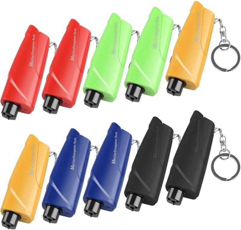 10pcs Car Window Breaker & Seatbelt Cutter Keychains,Compact Emergency Escape Tools, Multifunctional Safety Accessories for All Vehicles
