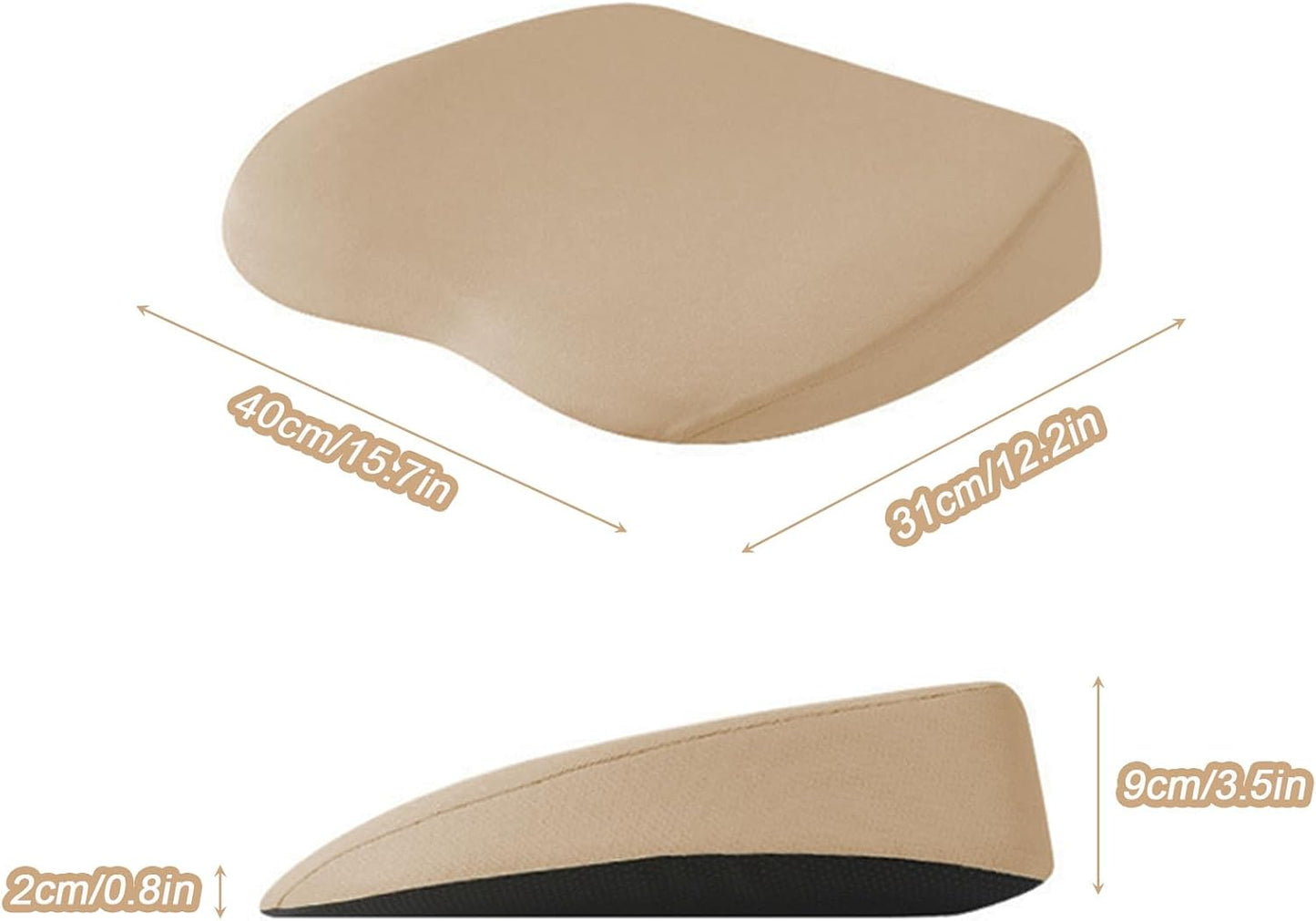2 in 1 Wedge Car Cushions or Lumbar Support for Driving - 3.5 Inches Soft Memory Foam Driver Seat Cushion for Car Truck - Comfort Coccyx Cushion for Tailbone & Back Pain Relief, Brown