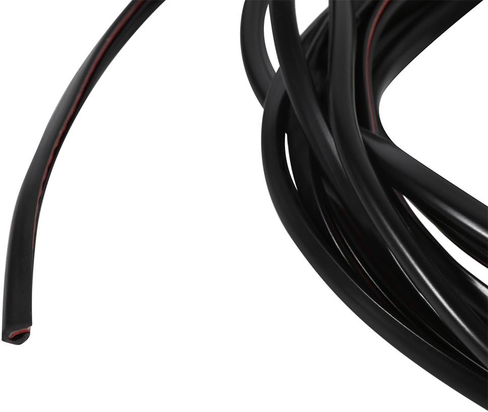 16ft 5M U Shape Rubber Seal, Car Door Edge Guards Trim Protector Strip with Internal Double Sided Tape (Black)