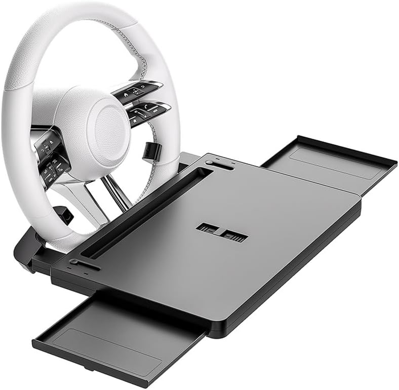Car Steering Wheel Tray for Toyota Sequoia 2000–2025, Adjustable Car Laptop Desk with Extendable Tray for Eating Working Portable Multifunctional Buckle,Black
