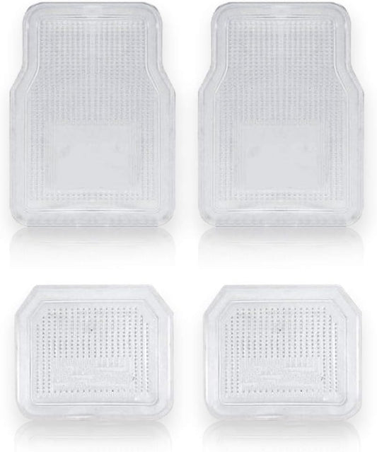 Vaygway All Weather Floor Mats-Universal 4 Piece Car Interior- Rubber Clear Car Plastic Rug-Blue-Tinged Weather Protection Mats