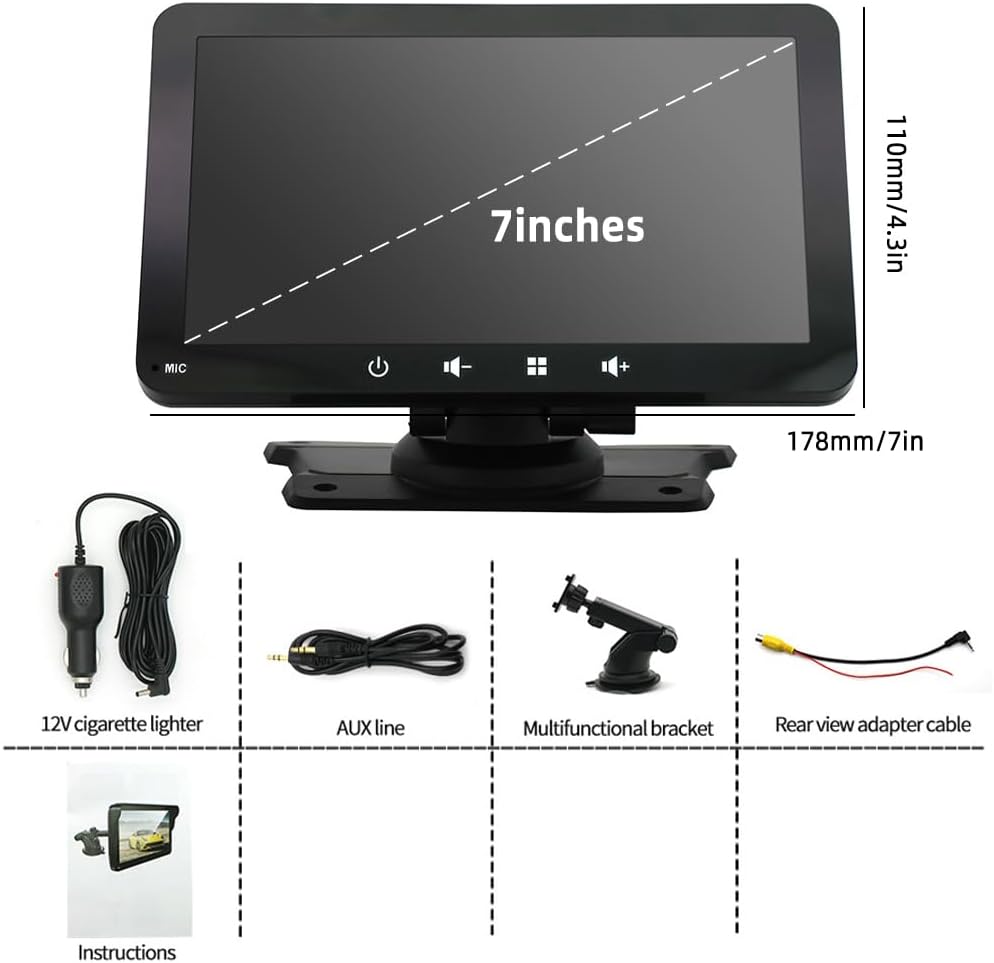 7" HD Touch Screen Car Stereo with Bluetooth Hands-Free AUX FM Transmitter USB TF Card, Fits Most Vehicles, Apple Carplay Screen Portable Wireless Apple Car Play & Android Auto