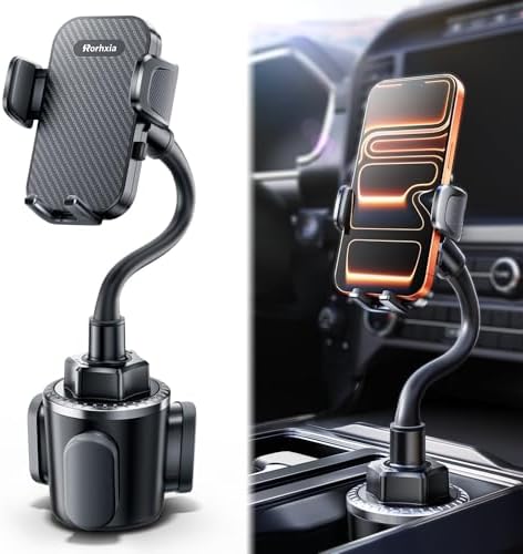Rorhxia 13 inch Cup Holder Phone Holder, [Enjoy Convenience, Flexibility, Stability] Gooseneck Cup Phone Mount, Fit for All Phones, iPhone 17/16/15/14/13/12 Pro Max/Samsung S24/S23/S22