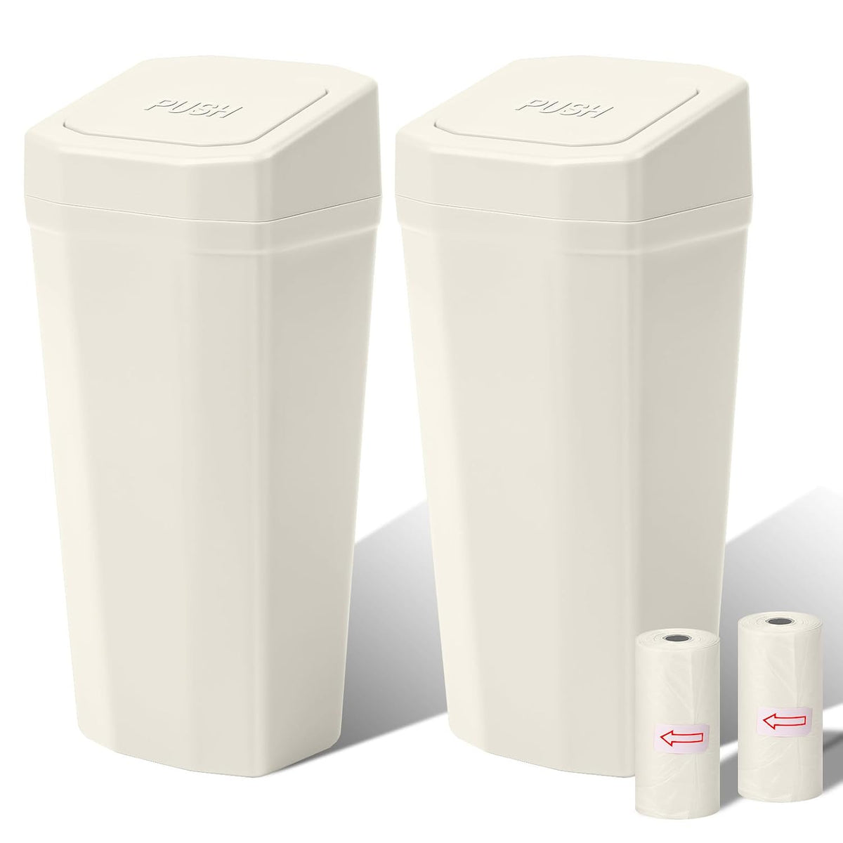 Car Trash Can with Lid - 2 Packs Mini Car Garbage Can Bin for Cup Holder - Beige Small Leakproof Vehicle Trash Bin for Back Seat, Cute Automotive Accessories Organizers and Storage for Door SUV Truck