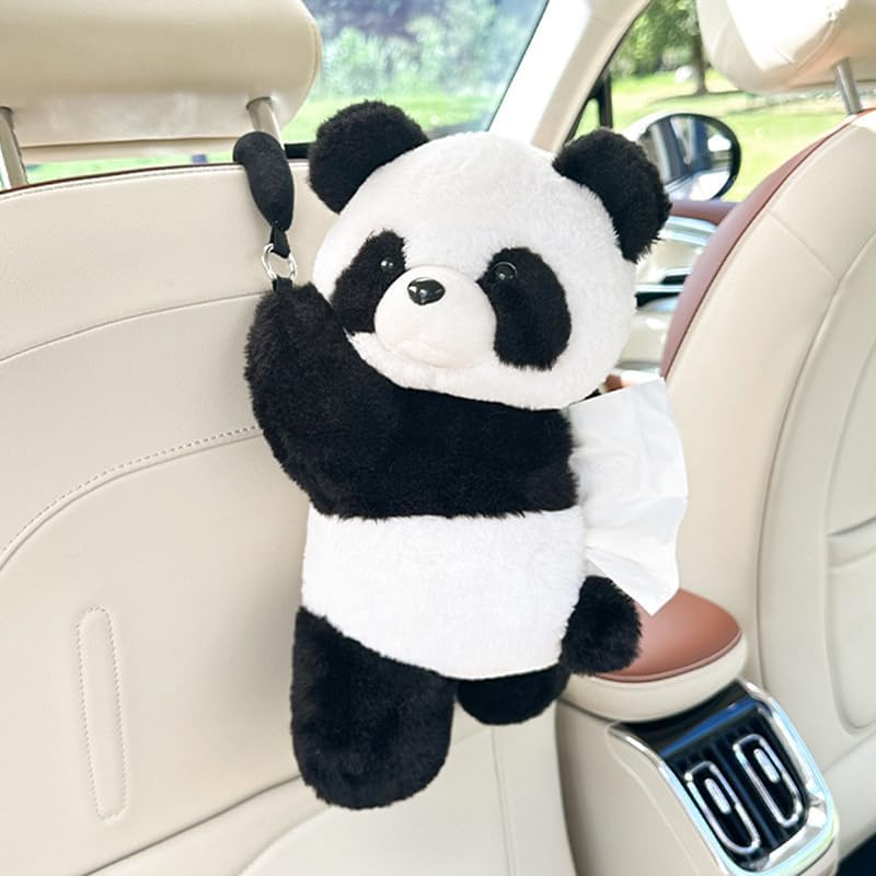 Plush Puppy Car Tissue Box Holder – Cute Crawling Dog Design, Hanging or Dashboard Use, Soft Style Organizer for Vehicle Interior (White Dog)