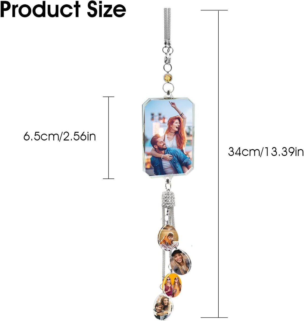 Personalized Photo Crystal Pendant for Car Home Hanging Ornaments Custom Picture Crystal Car Rearview Mirror Hanging Accessories Decor - Dimond