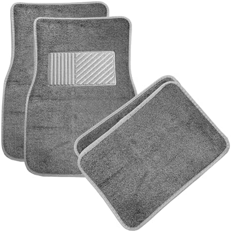 4PCS Car Floor Mats, Anti-Slip Waterproof Car Carpets with Safety Heel Pad, Heavy Duty Floor Mat for All Weather Protection, Universal Trim to Fit for Sedans Trucks SUVs (Gray)