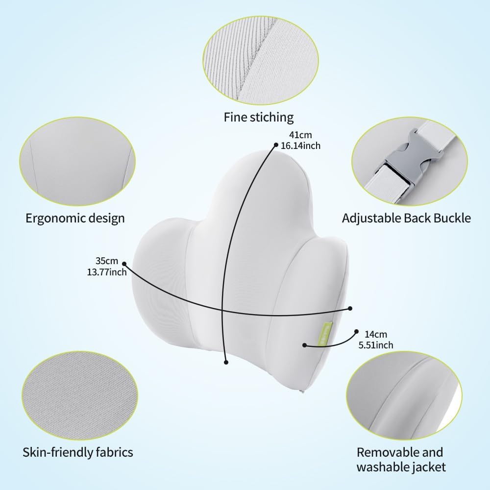 Lumbar Support Pillow for Office Chair, Gaming Chair, Car Driver Seat Back Cushion, Bed & Couch, Gifts for Friends and Parents,Ergonomic Back Support Pillow with Comfortable Memory Foam(Grey)