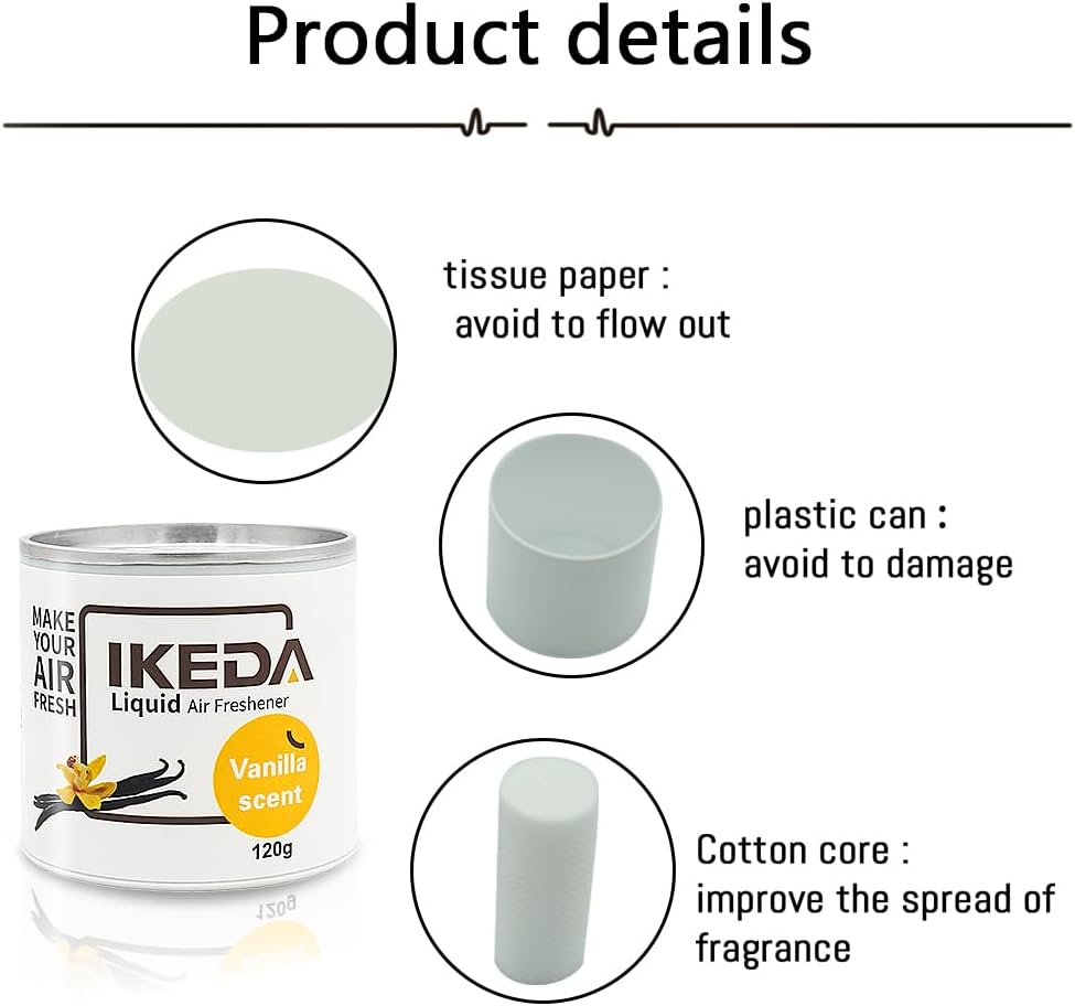 Car Air Freshener: Vanilla Scents | Car Fresheners | Strong Fragrance | Smoke Smell Remover | Liquid Cans Freshener | For Auto Home | 120g | 1 pack