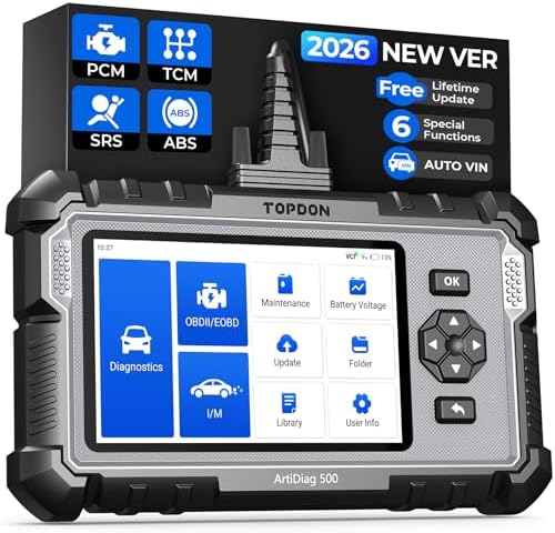 TOPDON AD500 OBD2 Scanner, Oil SAS Throttle TPMS BMS EPB Reset, Engine ABS SRS Transmission, Diagnostic Scan Tool, AutoVIN, Car Check Engine Code Reader with Battery Test, Lifetime Wi-Fi Free Update