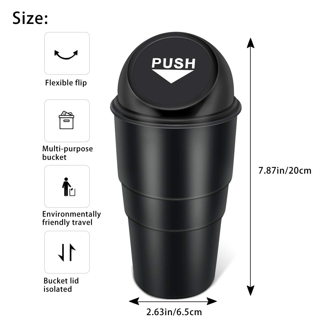 Cup Holder Trash Can, Leakproof Car Trash Can with Lid, Trash Bin for Car Accessories, Mini Garbage Bin Organizer for Automotive Office Home Kitchen, Applicable to Women and Men
