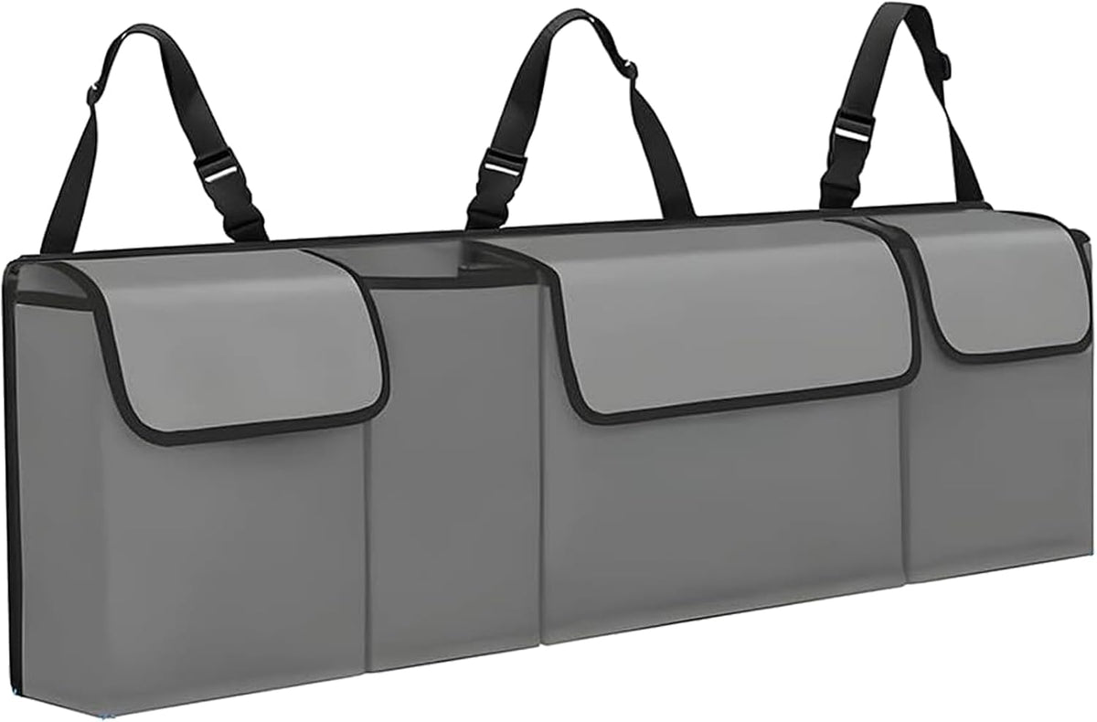 Car Trunk Organizer, Backseat Hanging Large Storage with Adjustable Straps,Waterproof PVC Collapsible Cargo Bag, Car Interior Accessories for Auto SUV MPV (Gray)